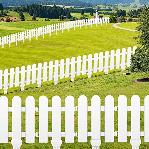 ELECLAND 12 Pieces Garden Fence with 12 Pieces Fence Insert White Plastic Fence Garden Picket Fence Edgings Lawn Flowerbeds Plant Borders Decorative Garden Yard