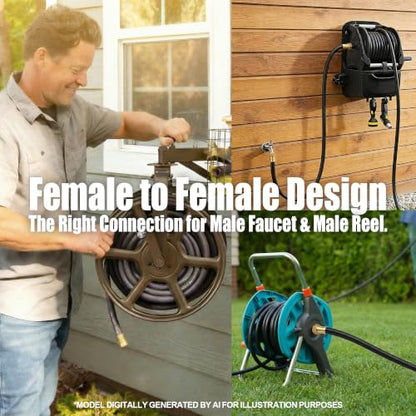 10FT Female to Female Leader Hose, 5/8 in, 3/4 GHT Brass Fittings - size: 10FT ( Female - Female )