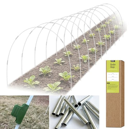 60 PCS Garden Hoops for Raised Beds, RIFNY Greenhouse Hoops Kit Long Grow Tunnel for Row Cover, Rust-Free Fiberglass Garden Support Poles for Insect Mesh Netting Freeze Plant Cover Frame - style: 60Pcs-White-0.24" Dia