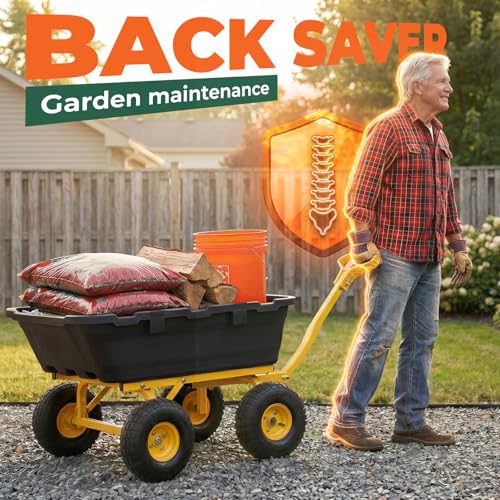 Sekey Garden Dump Cart, 1400 lb Capacity, Towable, 10 in Tires - color: Black, size: 1400lbs