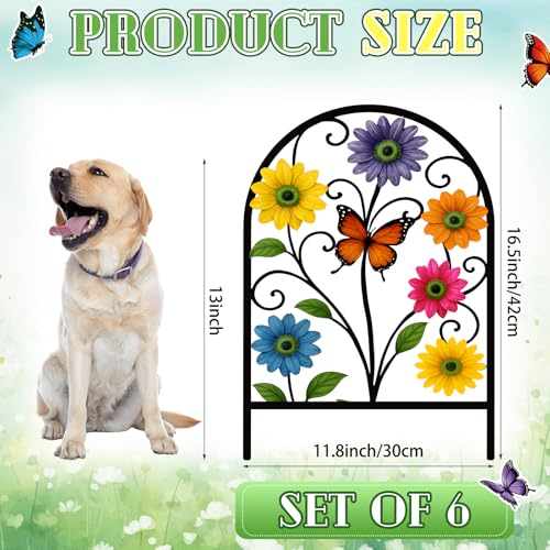 Yaocom 6 Pack Flower Garden Fence 16.5" H x 11.8" W Yard Decor - style: Flower