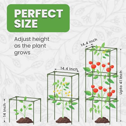 1 Pack 41" Square Tomato Cages for Garden - Large Tomato Trellis Stakes - size: 1 Pack, 41 Inches