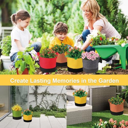 Grow Bags 5Gal/7Gal/10Gal * 2 ，6 Pack Vegetable/Flower/Plant Grow Bags ，Plant Fabric Pots with Handles for Garden and Outdoor Planting (6 Colour, 7 Gallon) - size: 7 Gallon