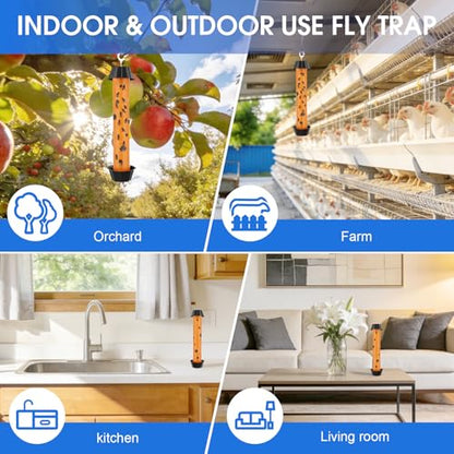 4pk Fly Trap Fly Stick Fly Strips Hanging Indoor & Outdoor - size: 4 pack