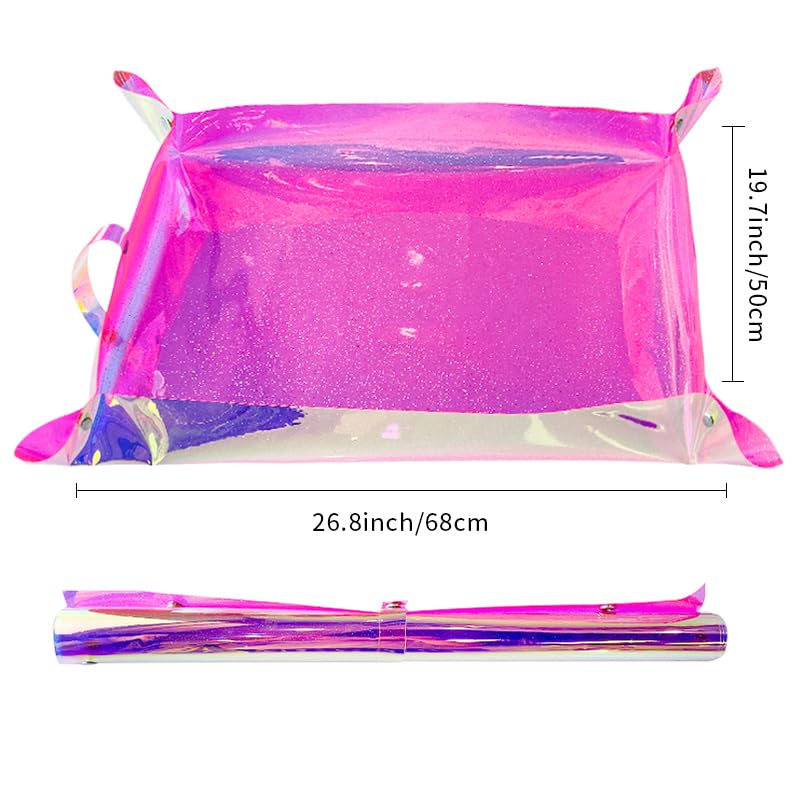 Kasepie Pink PVC Plant Repotting Mat, 19x27 Inch, Foldable Dirt Control Tray for Indoor Transplanting, Gardening Gift for Women and Men (Pink+Rose) - color: Pink+rose