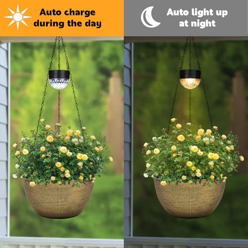 SUNNYPARK 2 Pack Solar Hanging Planters for Plants Outdoor - color: Copper