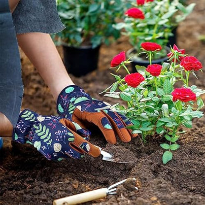 Women's Leather Gardening Gloves, Breathable Thorn-Proof Yard Work Gloves for Digging&Planting - size: X-Large