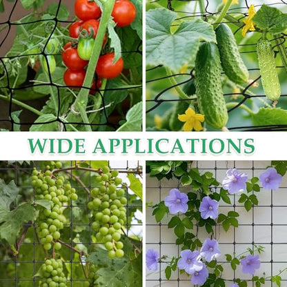 Trellis Netting, 4x4 Ft Plant Net with 4 Hooks Garden Trellis Netting Black Elastic Garden Netting Heavy-Duty Trellis Nets for Grow Tent Vegetables Fruits Flowers Plant Climbing Gardening