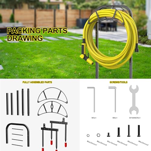 Suchek Garden Hose Holder, Upgraded 4 Spikes Water Hose Holder, Heavy Duty Hose Stand Holds 150ft Hose, Freestanding Hose Hanger, Hose Storage Organizer for Outside Yard Lawn (Black) - style: 4 Spikes-Black