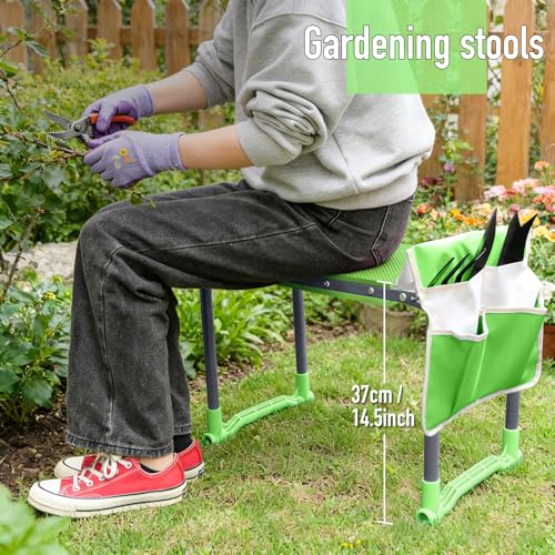 Folding Garden Stool and Kneeler, Heavy Duty Garden Kneeler and Seat, Kneeling Device for Gardening, Gardeners and Seniors (Green) - color: Green