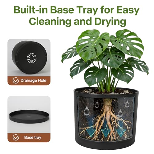 GARDIFE 3 Pack Cylinder Planter Set 10/9/8 Inch White Indoor Plant Pots - color: Black