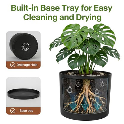 GARDIFE 3 Pack Cylinder Planter Set 10/9/8 Inch White Indoor Plant Pots - color: Black
