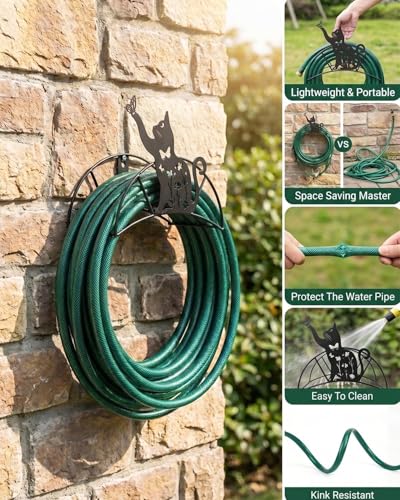 Cat Butterfly Garden Hose Holder Metal Wall Mount Heavy Duty Hanger125'5/8" - color: Funny Butterfly Cat