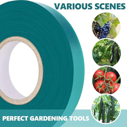 Easytle Stretch Tie Tape Roll, 1/2" 150ft Garden Tie Tape, Thick Sturdy Plant Ribbon Garden Green Vinyl Stake Gardening Tools for Indoor Outdoor Patio Plant Use (10 Pack) - size: 1,500 ft
