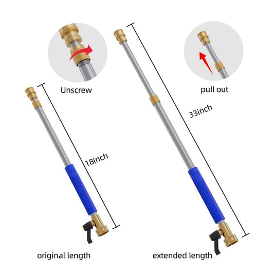 Adjustable Jet Nozzle High Pressure Hose Nozzle, 18-33” Hydro Nozzle Wands - color: Blue, size: 33inch