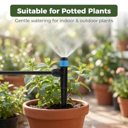 30 PCS Drip Irrigation Emitters with Stakes, 1/4 in Push-to-Connect Drippers, Adjustable 360° Water Output for Garden and Plant Watering(Color:Bule) - color: Bule