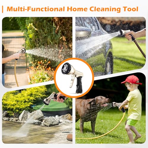 Garden Hose Nozzles,Heavy Duty Metal 9 Spray Patterns Water Hose Sprayer - color: Gray