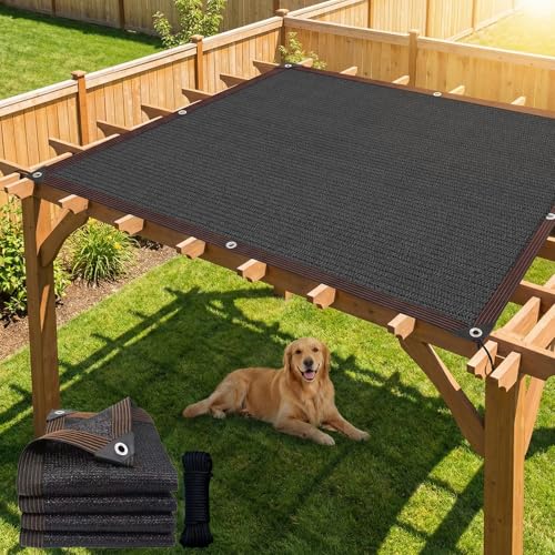 6 x 6 FT Shade Cloth for Garden Plants Greenhouse, 90% Sunblock Neting -for Outdoor Garden Lawn Plant Sun Shade Cloths for Kennel Chicken Coop Easier to Hang Net Cover - color: Black, size: 6 x 6 FT