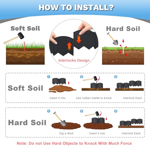 Vashly No-Dig 30Ft Landscape Edging,6 Inch Tall Garden Edging Garden Edging Border, 30Pcs Flower Bed Edging Border with 30Pcs Stakes - color: Black