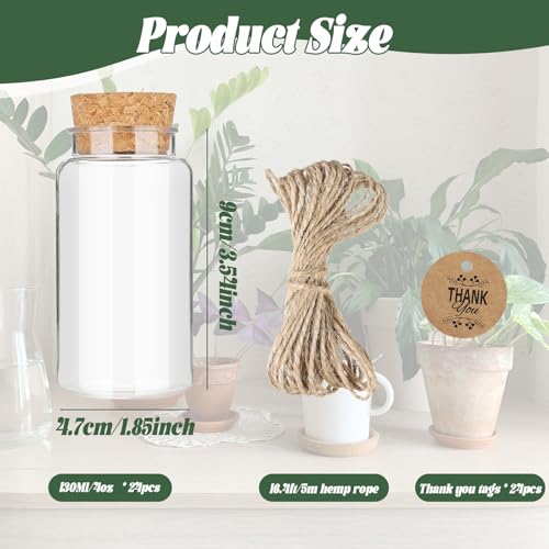 Ysglory 24 Pack 3.54'' Plant Propagation Stations 4oz Plastic Vases Jars