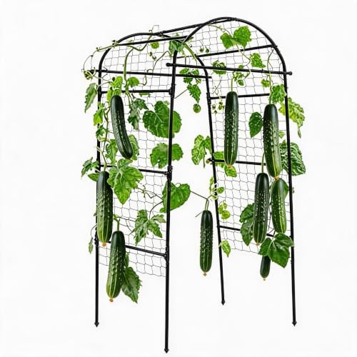 Garden Arch Trellis for Raised Beds, 6.8x3x2.6FT Plant Support for Cucumbers, Melons, Grapes, Roses & Climbing Vegetables, Outdoor Rust-Resistant Trellis for Vertical Growing, Black - size: 6.8x3x2.6FT