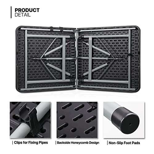 MoNiBloom 4Ft Folding Card Table, Picnic Cookout Table w/Handle, Black - color: Black