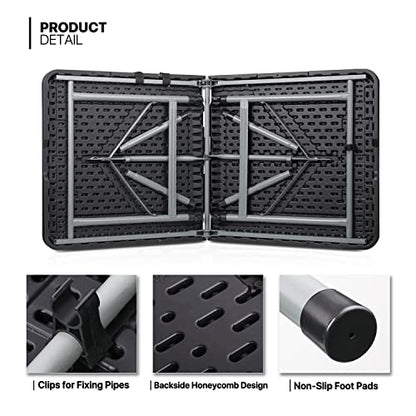 MoNiBloom 4Ft Folding Card Table, Picnic Cookout Table w/Handle, Black - color: Black