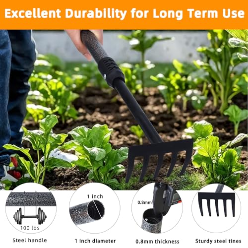 Hand Rake, Adjustable Handle Garden Small Rake Garden Tool