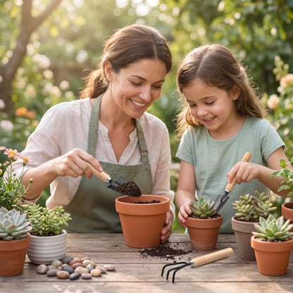 3 Pcs Mini Garden Tool Set with Small Trowel, Mini Shovel & Hand Rake - color: natural wood-3pcs