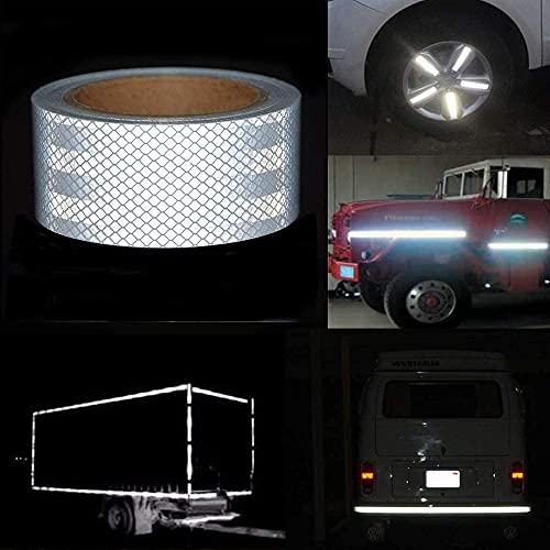 Reflective Tape, Waterproof Self Adhesive Dot Safety Reflector - color: White, size: 2 Inch x 32.8 Feet