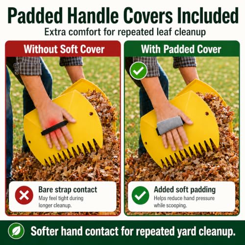 Leaf Scoops Hand Rakes, Leaf Claws & Leaf Grabbers for Yard Work with Adult & Kids Garden Gloves, Soft Handle Covers, Family Yard Cleanup Kit for Leaves and Grass Clippings - style: Family Version