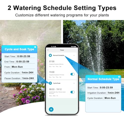 WiFi Water Timer with Brass Inlet & Outlet, 1 Zone Smart Sprinkler Timer for Garden Hose Faucet, Hose Timers with WiFi Hub, Up to 20 Watering Plans, APP & Voice Control, Compatible with Alexa