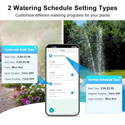 WiFi Water Timer with Brass Inlet & Outlet, 1 Zone Smart Sprinkler Timer for Garden Hose Faucet, Hose Timers with WiFi Hub, Up to 20 Watering Plans, APP & Voice Control, Compatible with Alexa