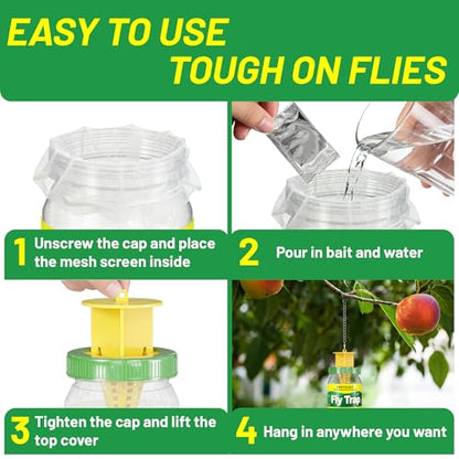2 Packs Reusable Fly Traps Outdoor, Hanging Flies Killer & Catcher