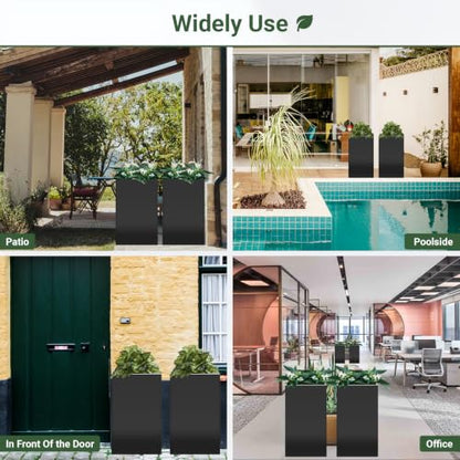 2PCS Tall Metal Planter Box, 14" x 14” x 30” Planter Boxes Outdoor - size: 14"L x 14"W x 30"H - 2PCS
