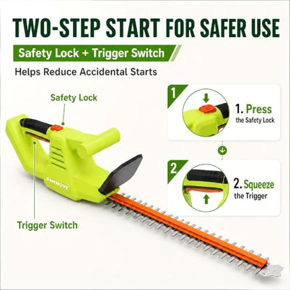 20V Lightweight Hedge Trimmer Cordless with 2 Batteries & Charger, 3/4" Cut