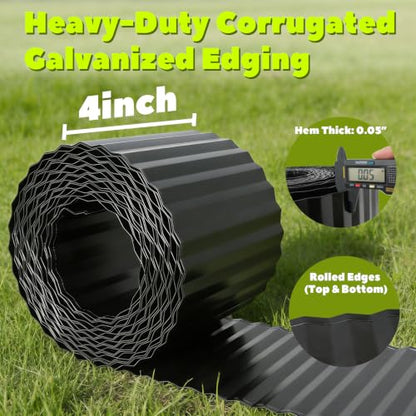 Anleolife Galvanized Steel Landscape Edging Roll, 40FT x 4" Black - color: Black, size: 4 inch× 40 ft