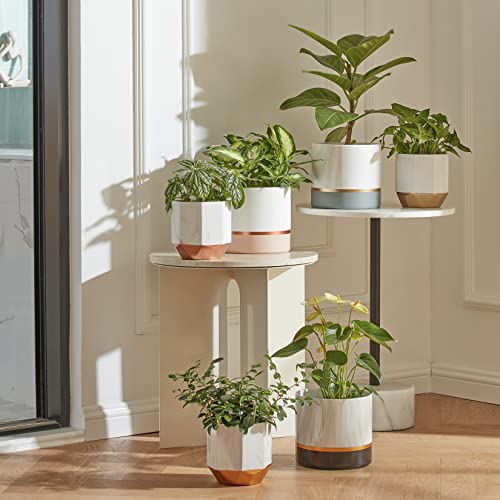 LA Jolie Muse Ceramic Flower Pots, 6.7 & 5.4 Inch Indoor Plant Pot Set of 2 - color: 6.7"+5.4"-white Pink