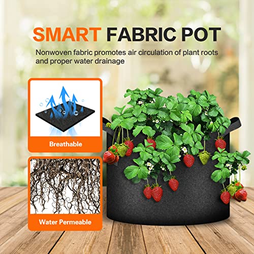 iPower Plant Grow Bag 5 Gallon 6-Pack Heavy Duty Fabric Pots, 300g Thick Nonwoven Fabric Containers Aeration with Nylon Handles, for Planting Vegetables, Fruits, Flowers, Black 2024 Version - color: Black, size: 5 Gallon