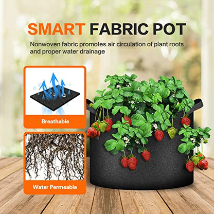iPower Plant Grow Bag 5 Gallon 6-Pack Heavy Duty Fabric Pots, 300g Thick Nonwoven Fabric Containers Aeration with Nylon Handles, for Planting Vegetables, Fruits, Flowers, Black 2024 Version - color: Black, size: 5 Gallon