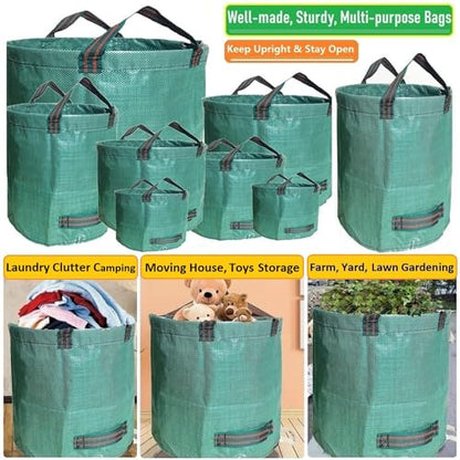 Professional 2-Pack 80 Gallon Big Lawn Garden Bags (D26,H33 inch) Yard Waste Bag with Gardening Gloves for Leaf Bag,Yard Debris,Garden Pruning,Trash Container,Lawn Grass Clippings,Weeds Bags 4 Handles