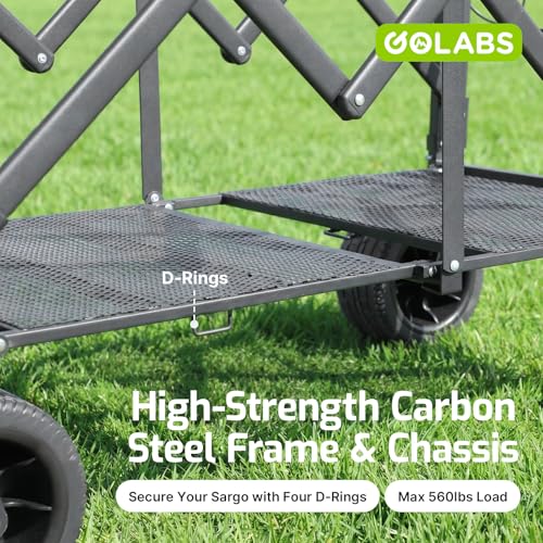 Golabs Collapsible Wagon Cart, 560lbs Load, 280L Heavy Duty Foldable Cart