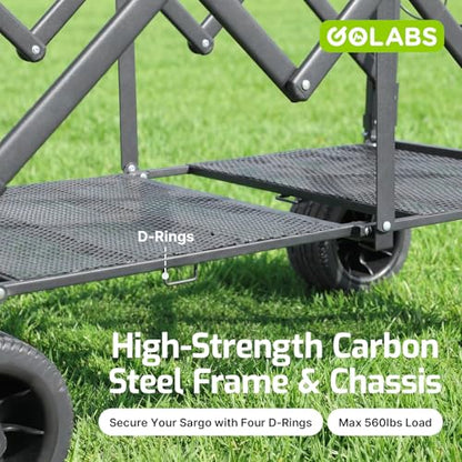 Golabs Collapsible Wagon Cart, 560lbs Load, 280L Heavy Duty Foldable Cart