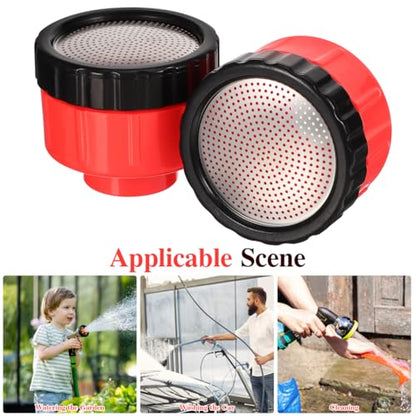 HANABASS 400 Mesh Hose End Sprayer Nozzle (3-Pack), Plastic Water Nozzles for Garden Hose, Soft Shower Head for Watering Delicate Seedlings, Flowers, Vegetables, Potted Plants, Red