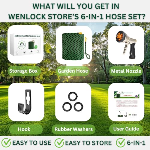 Garden Hose 75 ft, Lightweight, Sturdy Metal Nozzle 9 Spray, Heavy Duty, Leakproof Flexible Water Hose, Durable Multiple Layers, Solid Brass Connectors
