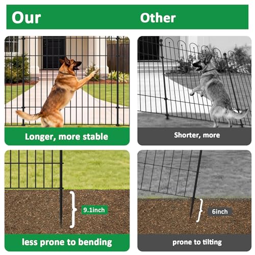 Garden Fence Animal Barrier with Gate, 10 Panels No Dig Dog Fence Outdoor - size: 10 Pack - 32 in (H) x23.6 ft (L) with Gate
