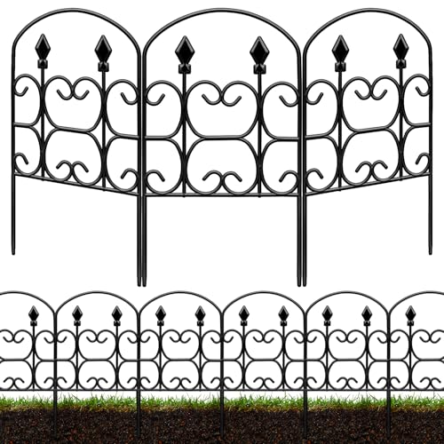 24in(H) x 10.83ft(L) Decorative Garden Fence - Tall Garden Fence Animal Barrier 10 Pack Metal Fence Border Black No Dig Fence Panels Garden Fencing Border for Landscape Patio Yard Outdoor - size: 10.83ft(L) x 24in(H),10 Pack