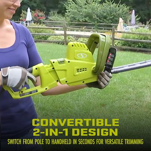 Sun Joe Corded Convertible Pole Hedge Trimmer with Dual Blade, SJH904E
