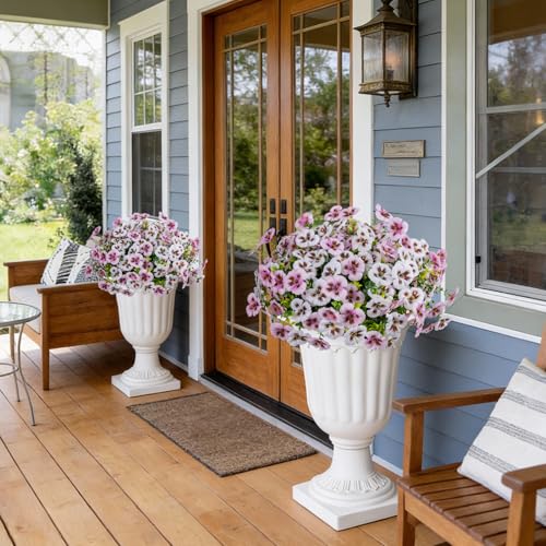 Artificial Flowers for Outdoor Faux Pansies Fake Flowers Plants,12 Bundles - color: White Light Pink