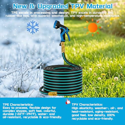 Expandable Garden Hose 100FT Brass Fittings - color: Blue, size: 100FT